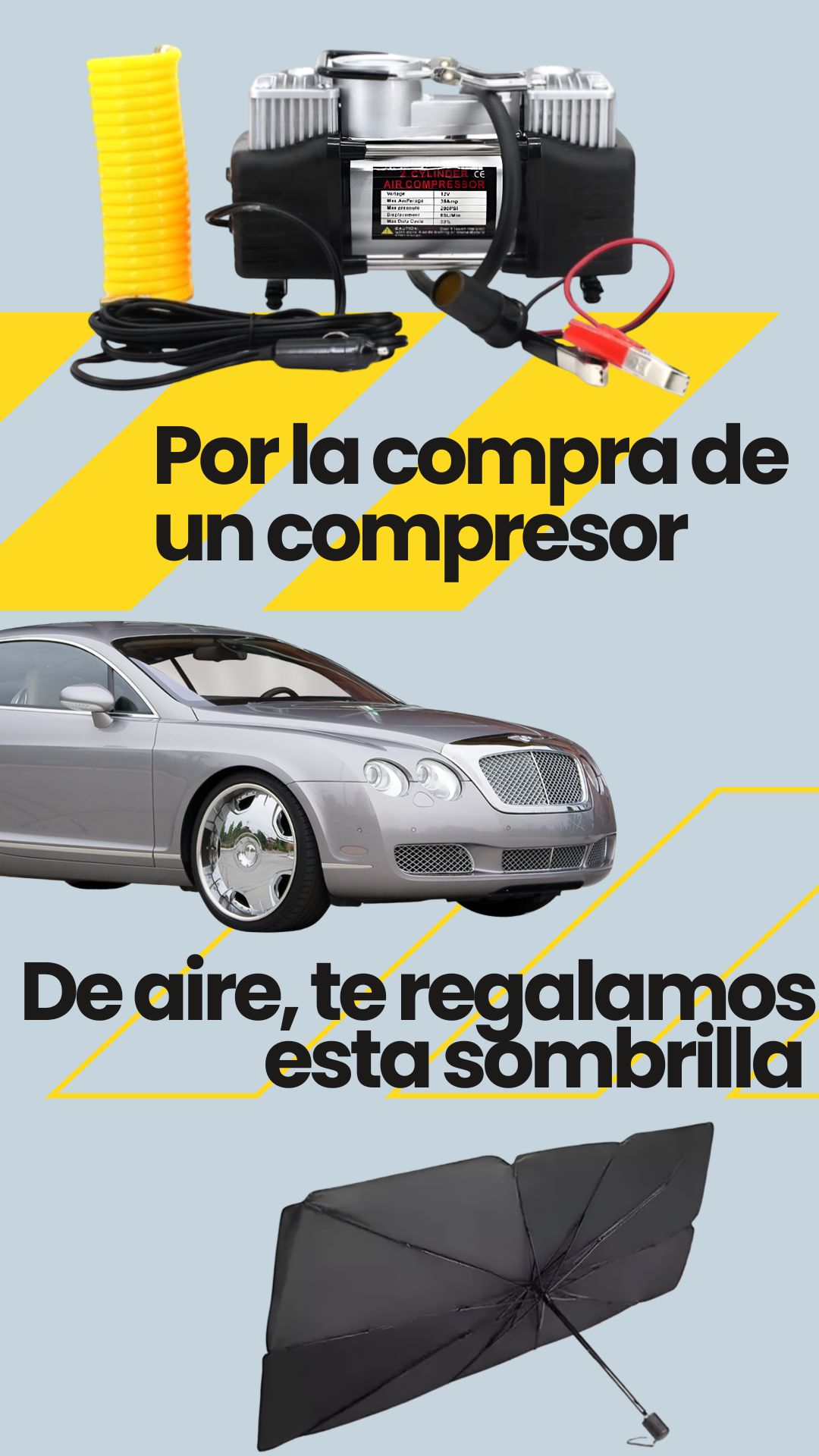 COMPRESOR DE AIRE y SOMBRILLA